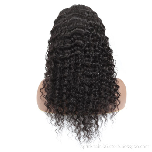 Hot Selling 8~40 inch 150% Density Human Hair wig Deep Wave Lace Front Indian Hair Natural Color Wigs with Kinky Curly Wave